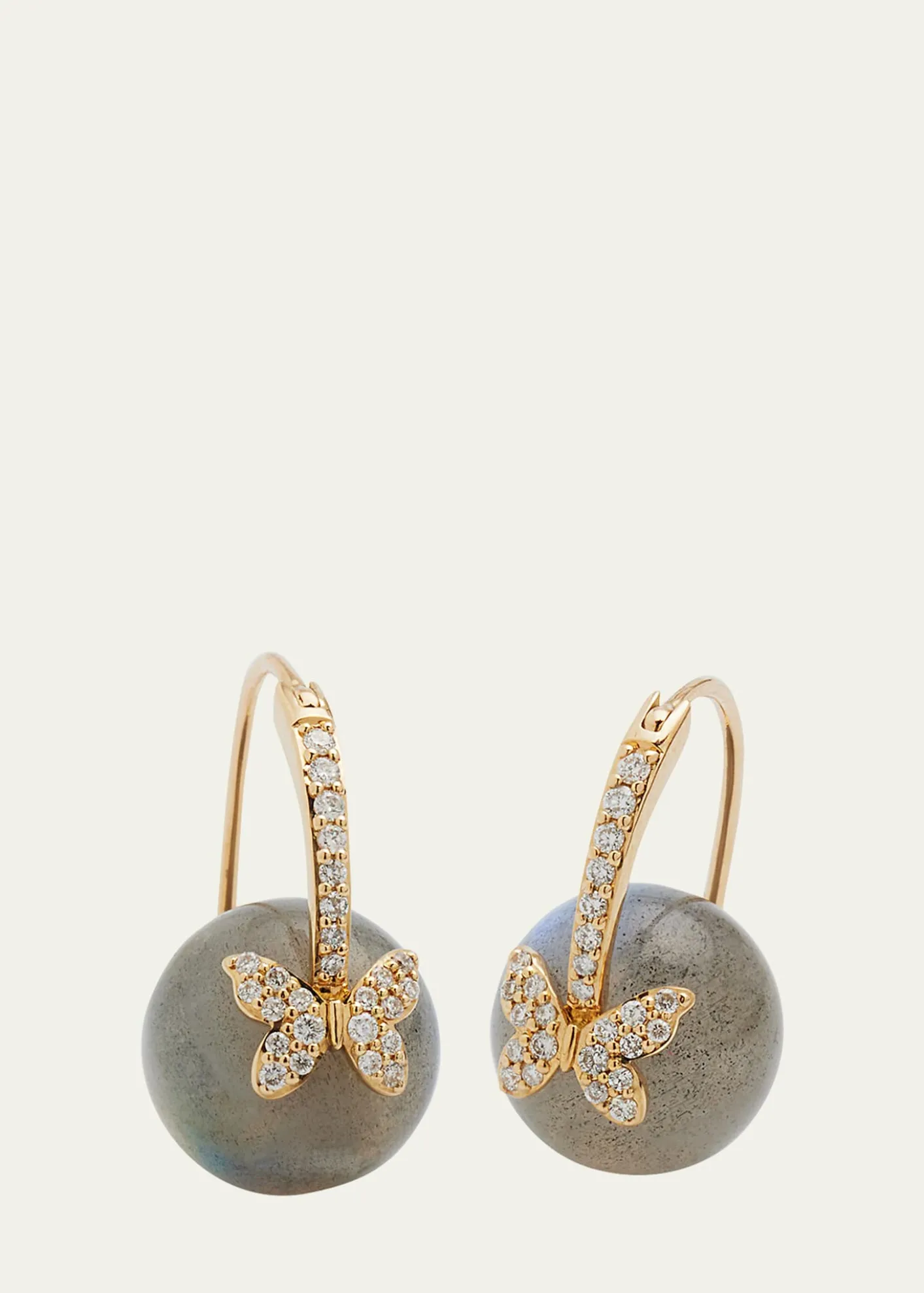 Sydney Evan18k Labradorite Bead and Diamond Butterfly Earrings