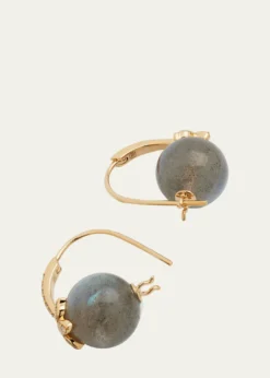 Sydney Evan18k Labradorite Bead and Diamond Butterfly Earrings