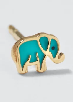 Sydney Evan14k Mini Elephant Enamel Single Stud Earring