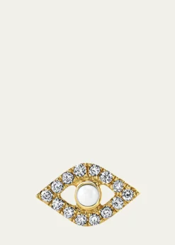 Sydney Evan14k Pearl Stud Diamond Evil Eye Earring, Single