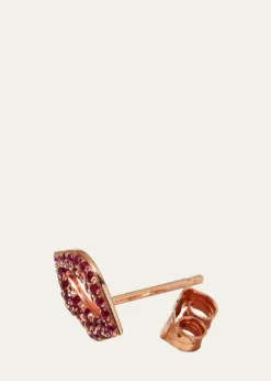 Sydney Evan14k Rose Gold & Ruby Lips Single Stud Earring