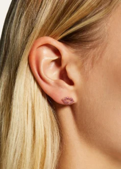 Sydney Evan14k Rose Gold & Ruby Lips Single Stud Earring