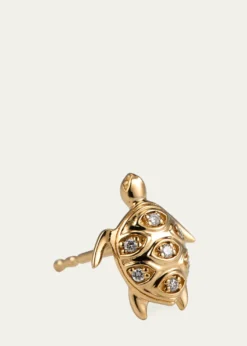 Sydney Evan14K Turtle Earring with Marquise Eye Shell, Single