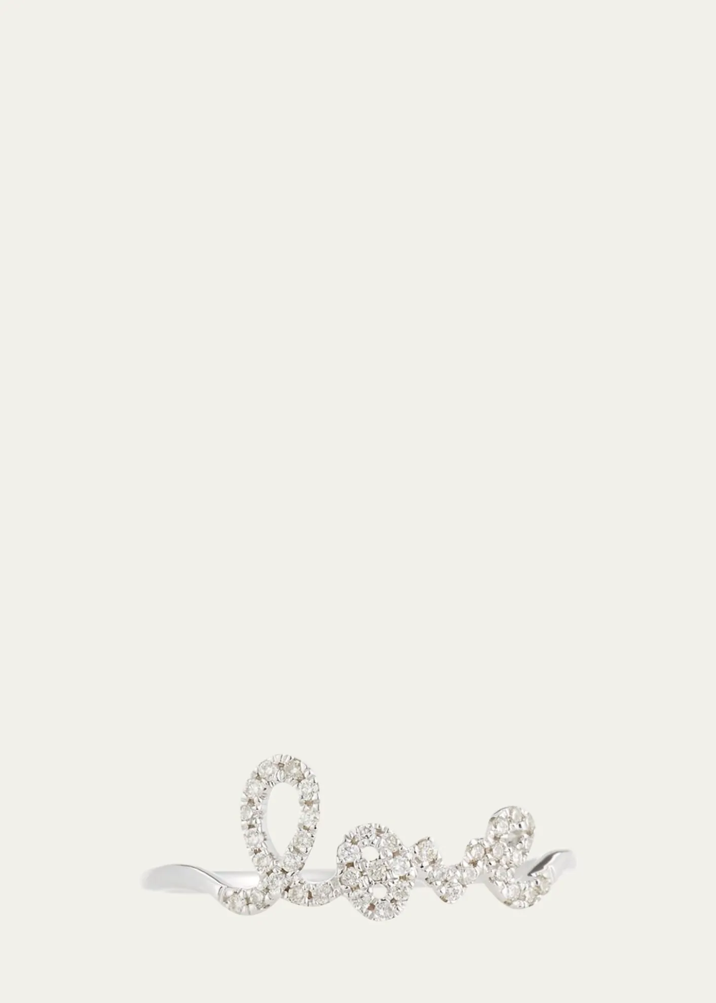 Sydney Evan14k White Gold Diamond Love Script Ring, Size 6.5