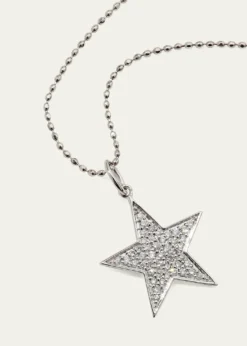 Sydney Evan14k White Gold Medium Diamond Star Necklace