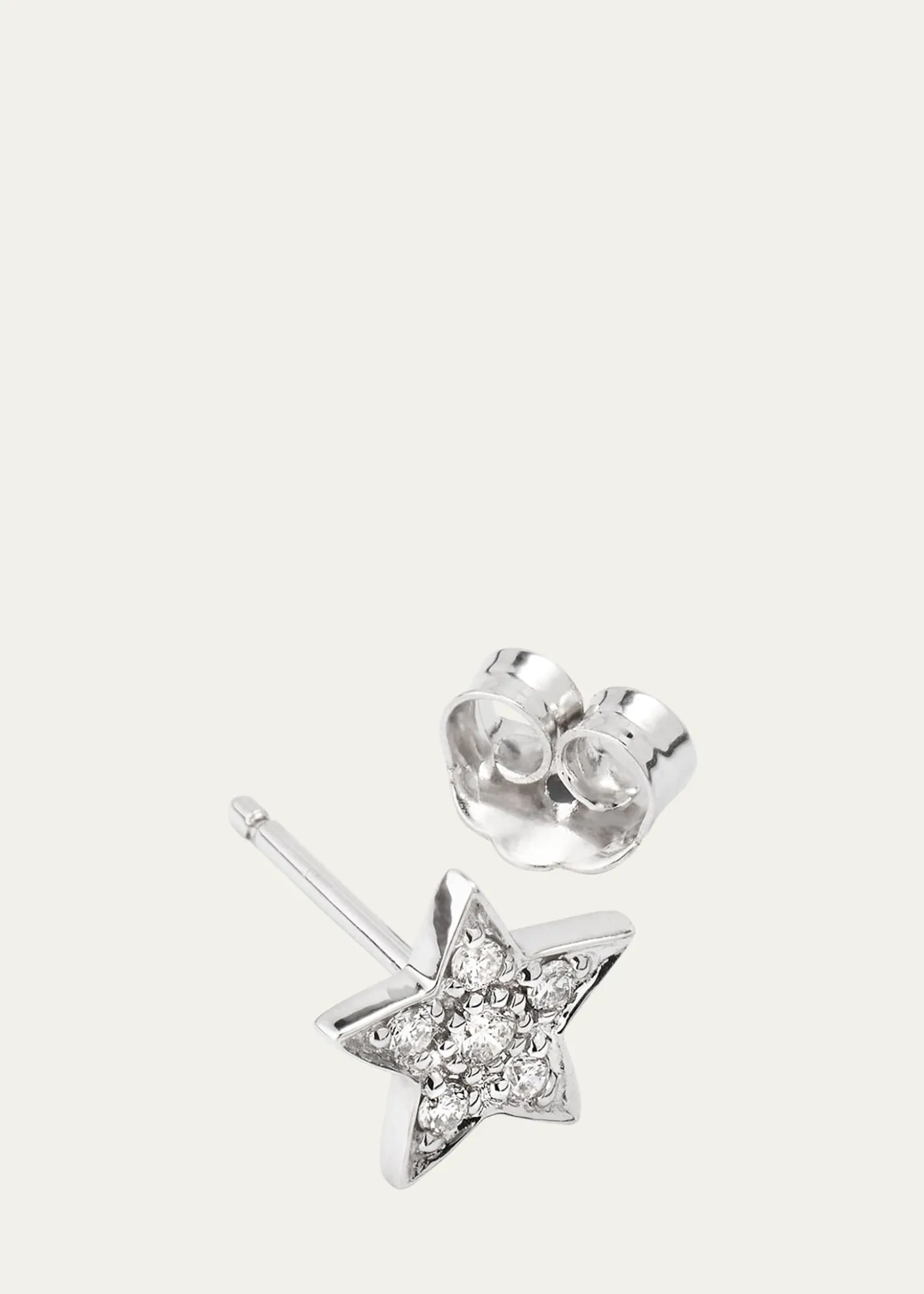 Sydney Evan14k White Gold Pave Star Stud Earring, Single