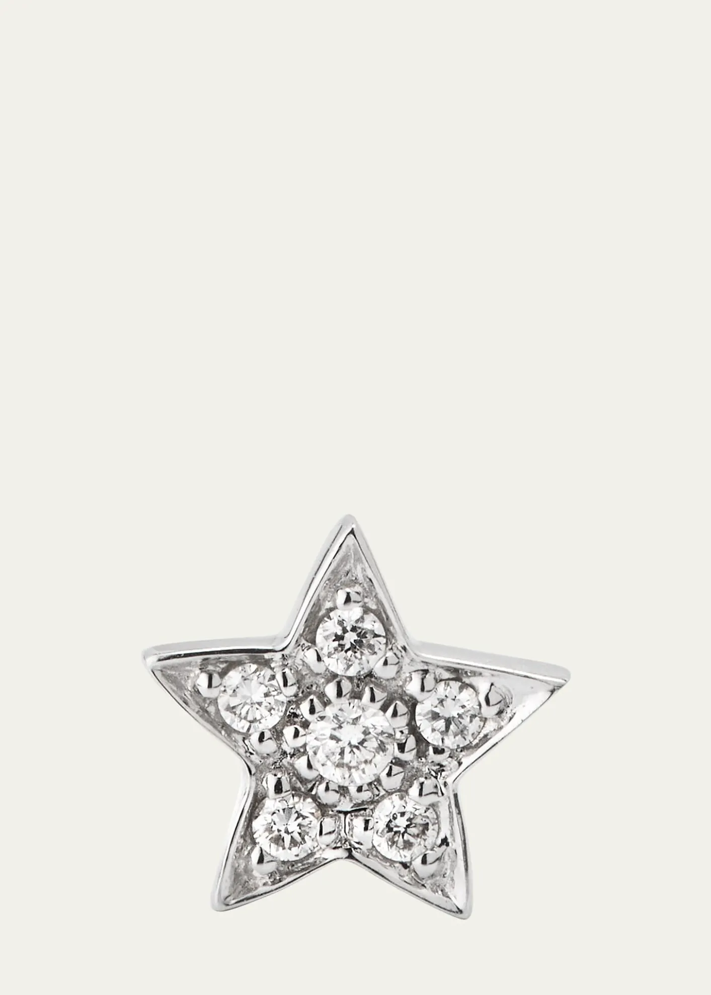 Sydney Evan14k White Gold Pave Star Stud Earring, Single