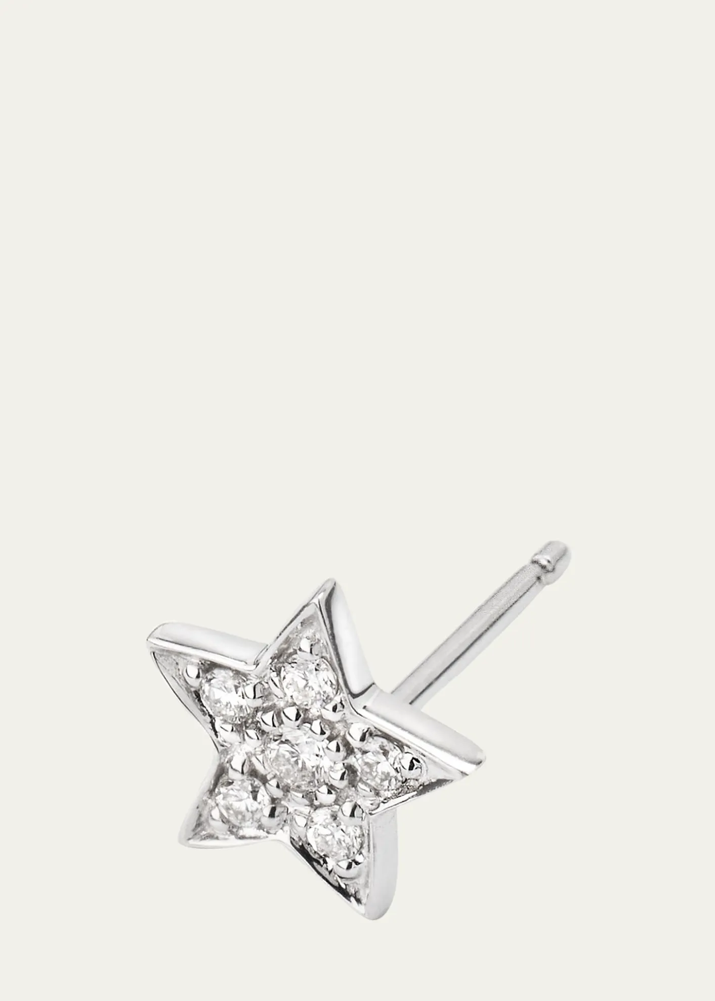 Sydney Evan14k White Gold Pave Star Stud Earring, Single