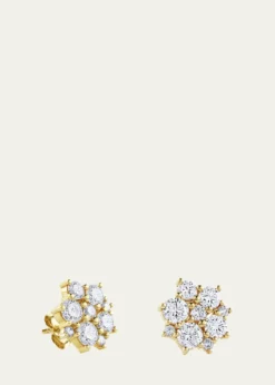 Sydney Evan14K Yellow Gold Cocktail Disco Diamond Stud Earrings