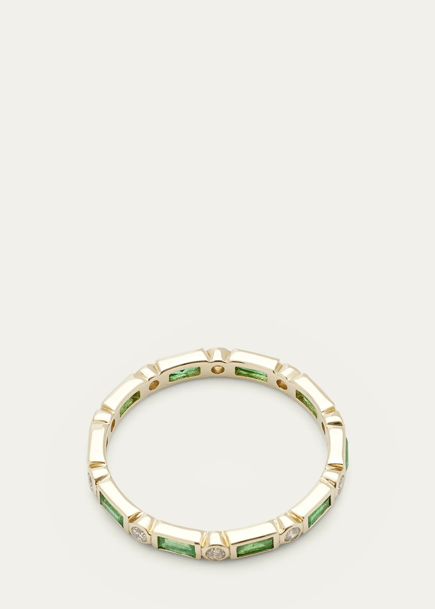 Sydney Evan14K Yellow Gold Diamond and Emerald Eternity Ring