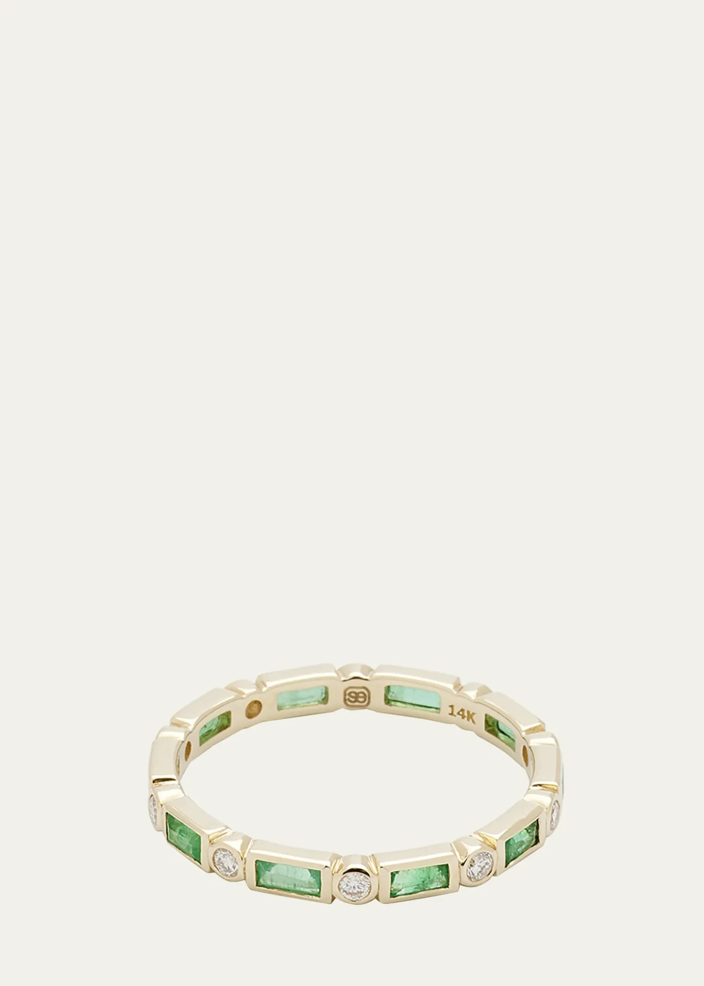 Sydney Evan14K Yellow Gold Diamond and Emerald Eternity Ring