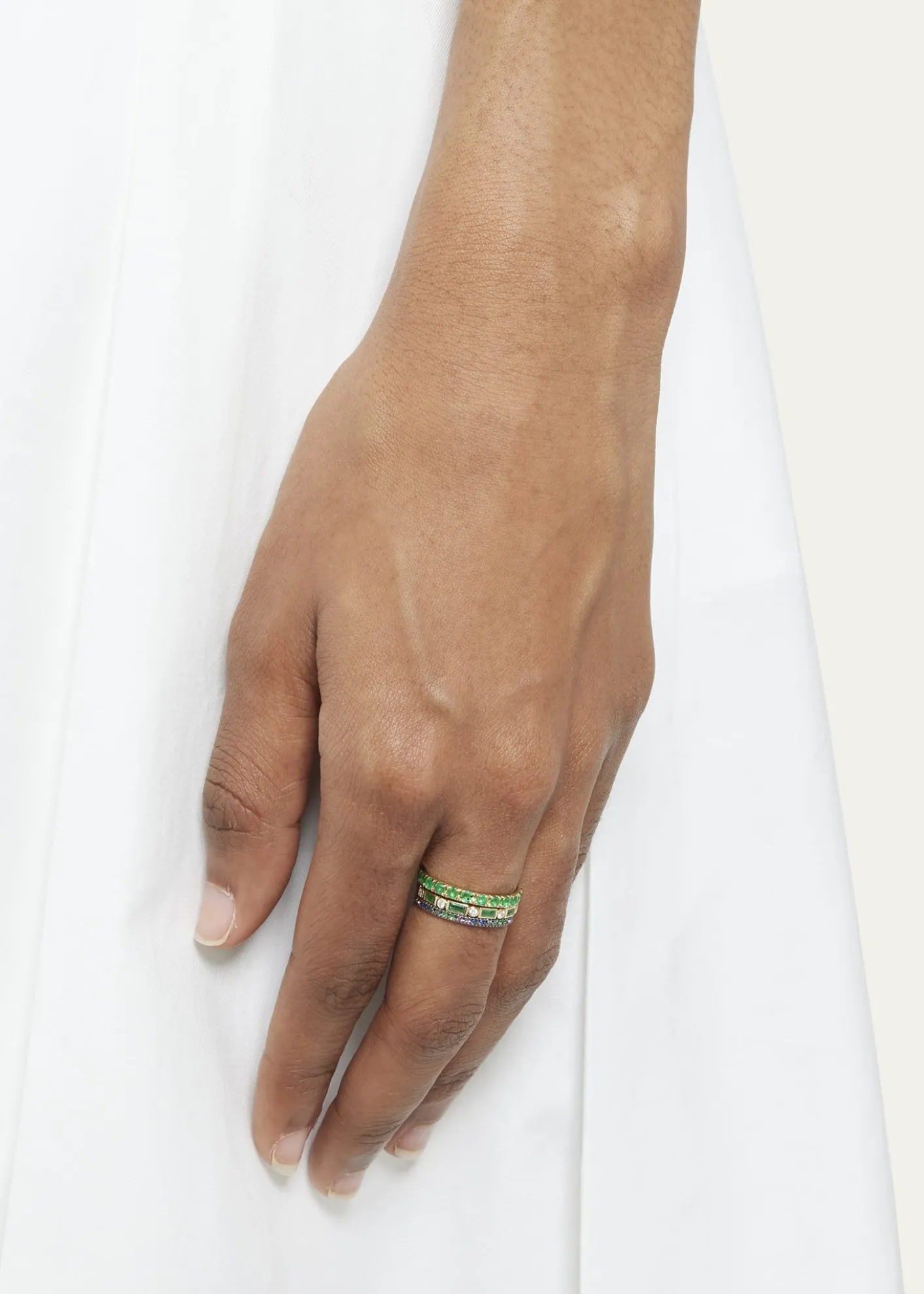 Sydney Evan14K Yellow Gold Diamond and Emerald Eternity Ring