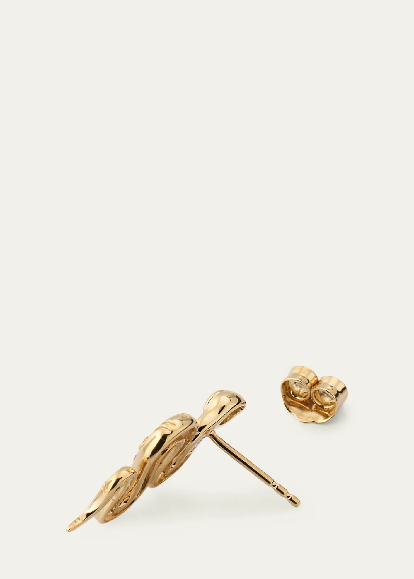 Sydney Evan14K Yellow Gold Diamond Snake Stud Earring, Single