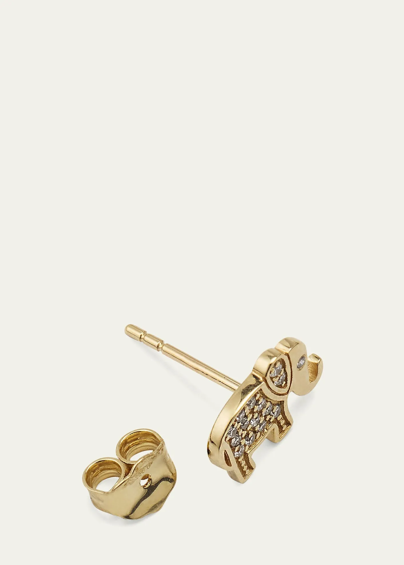 Sydney Evan14k Yellow Gold Diamond Elephant Stud Earring, Single