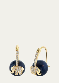 Sydney Evan14K Yellow Gold Diamond and Elephant Bead Earrings