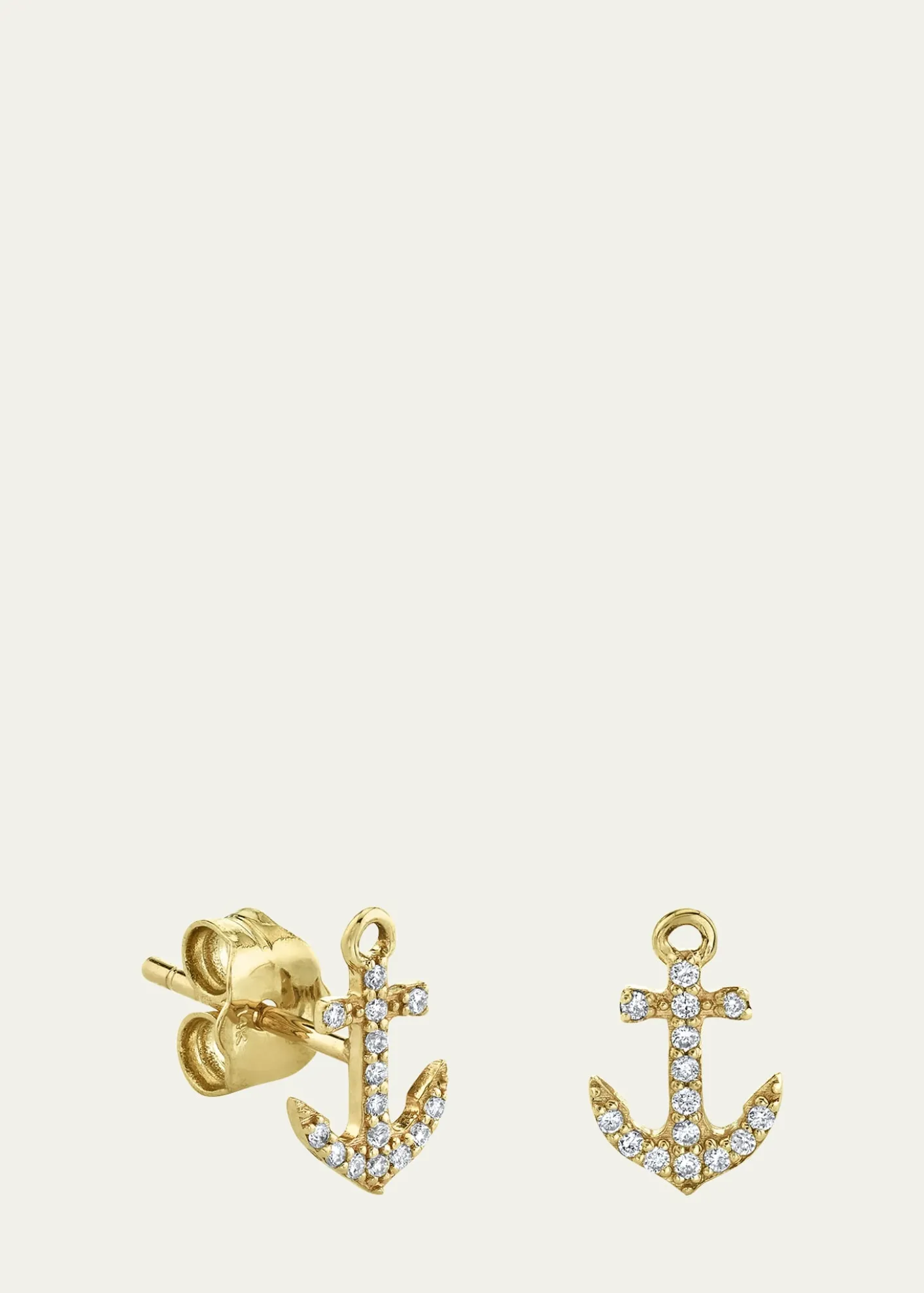 Sydney Evan14K Yellow Gold Diamond Tiny Anchor Stud Earring, Single