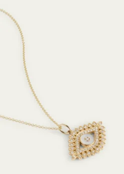 Sydney Evan14K Yellow Gold Evil Eye Marquise Border with Stone Inlay Charm Necklace
