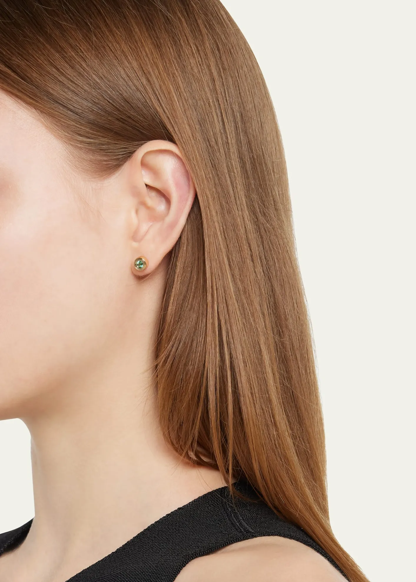 Sydney Evan14k Yellow Gold Fluted Emerald Stud Earrings