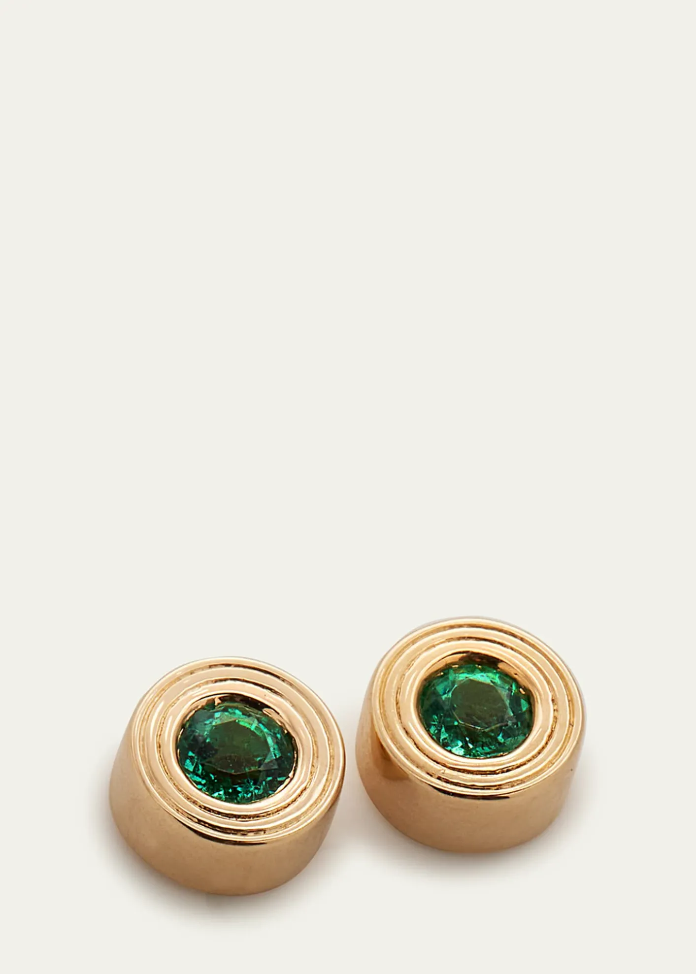 Sydney Evan14k Yellow Gold Fluted Emerald Stud Earrings