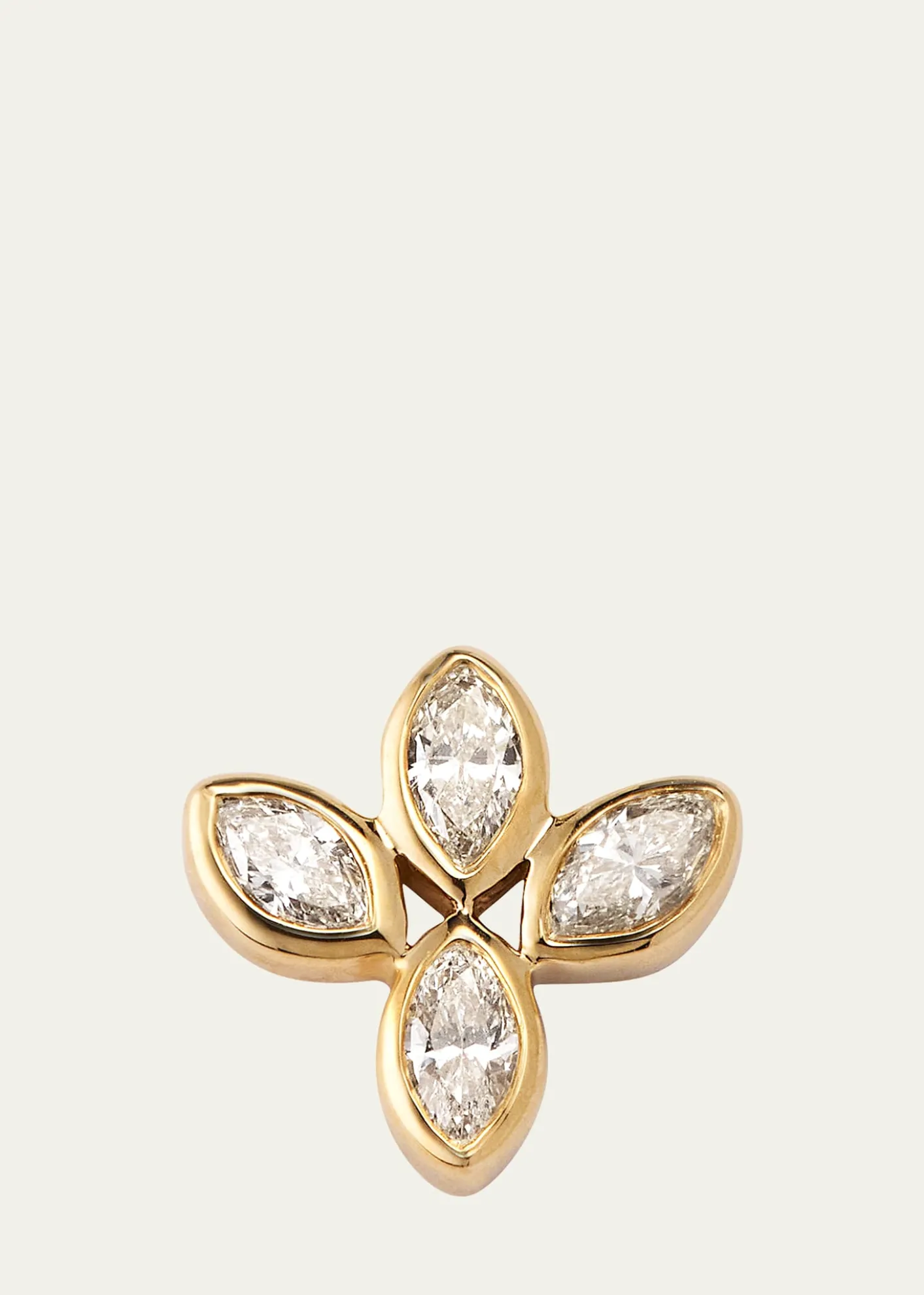Sydney Evan14K Yellow Gold Marquise Diamond Flower Stud Earring, Single
