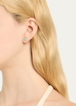 Sydney Evan14K Yellow Gold Marquis Diamond and Turquoise Heart Earring, Single
