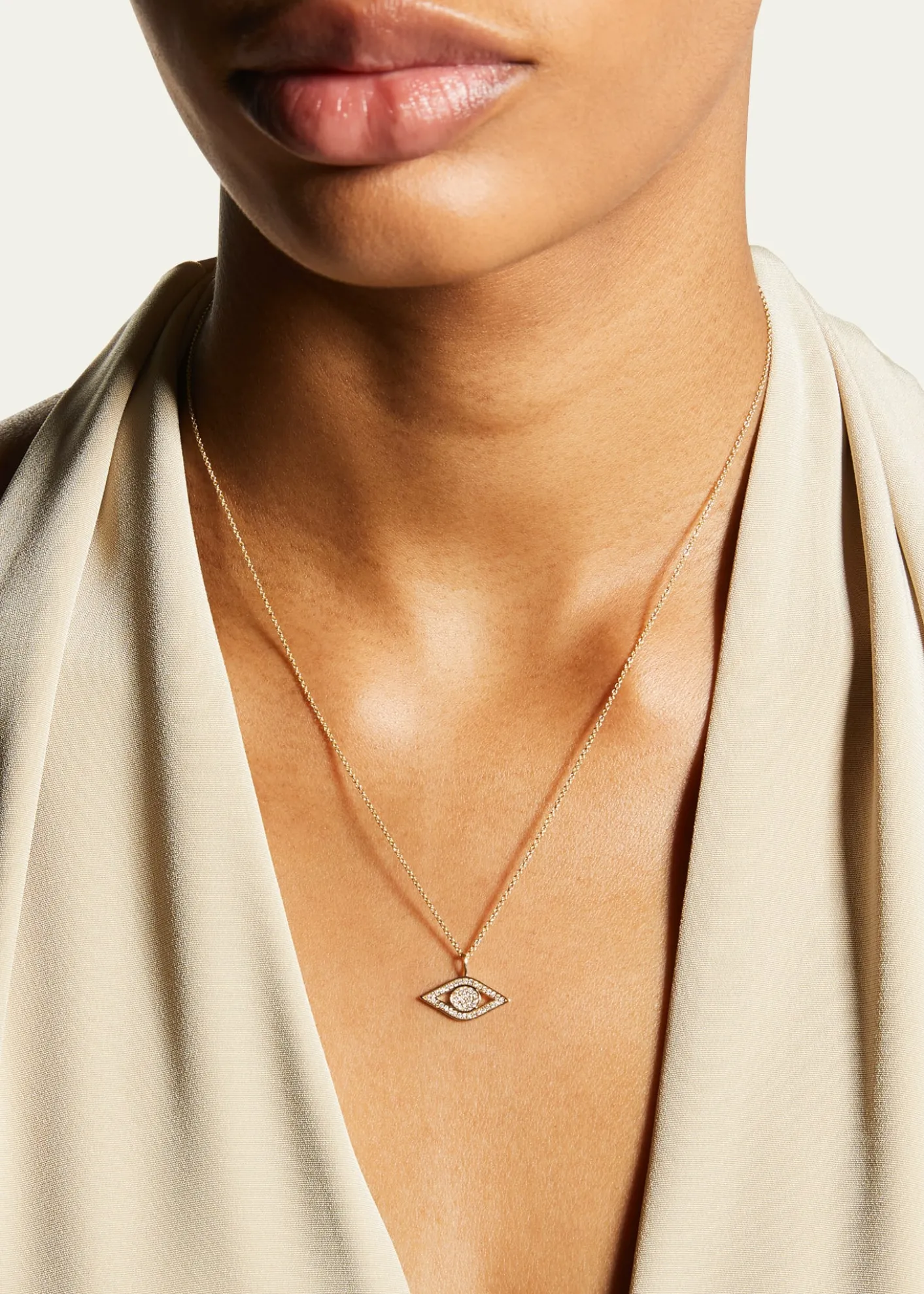 Sydney Evan14k Yellow Gold Small Diamond Evil Eye Necklace