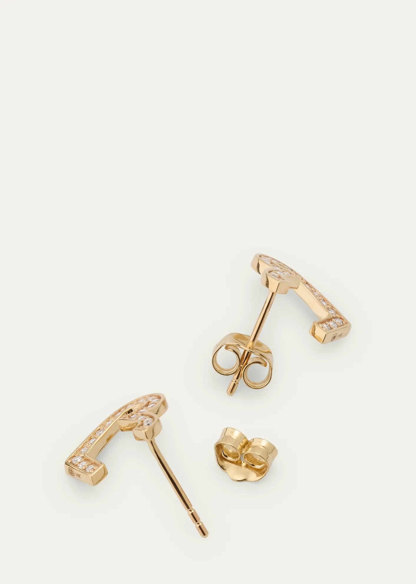 Sydney Evan14K Yellow Gold Small Diamond Pave Heart Wrap Hoop Earrings