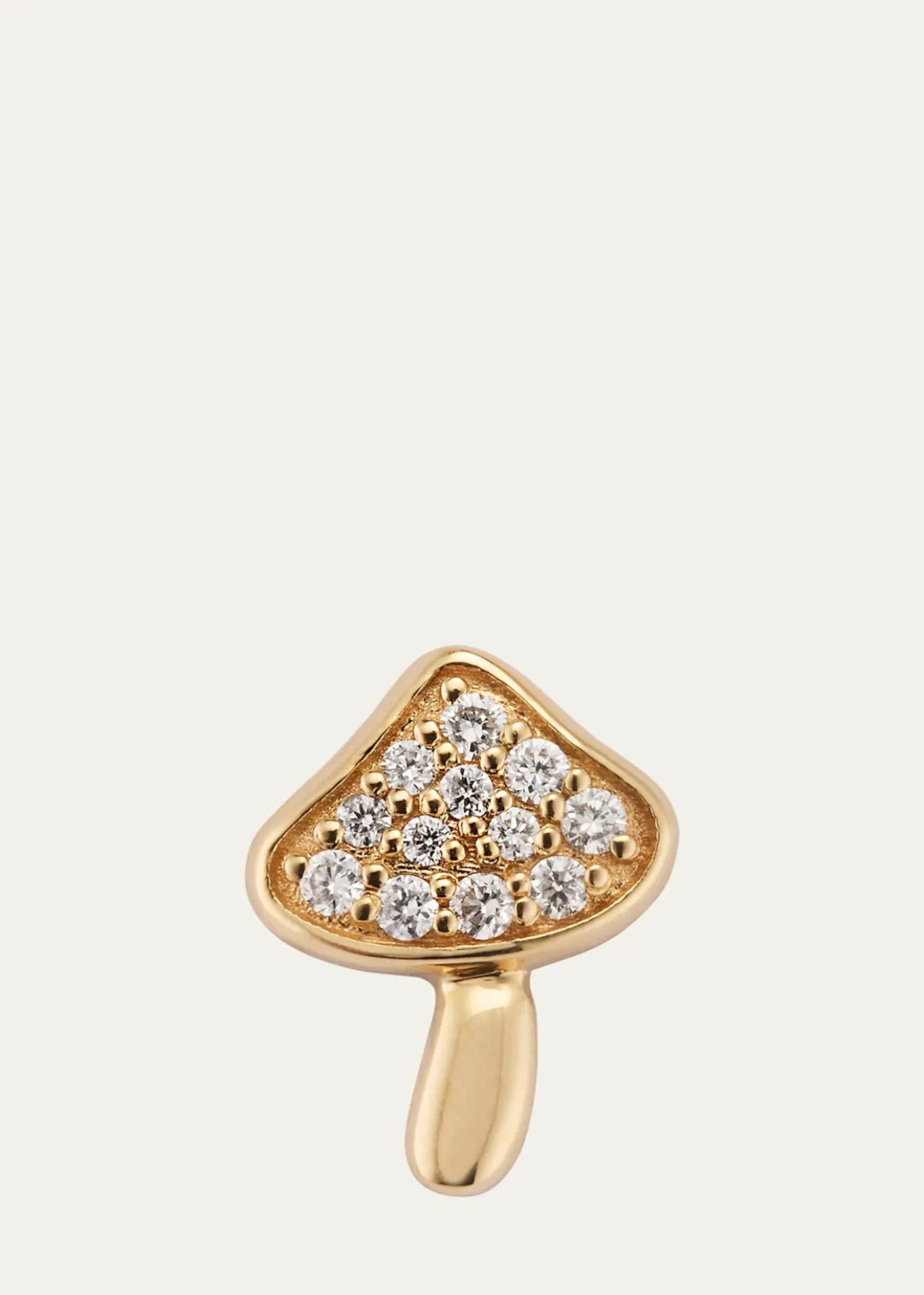 Sydney Evan14K Yellow Gold Small Mushroom Diamond Stud Earring, Single