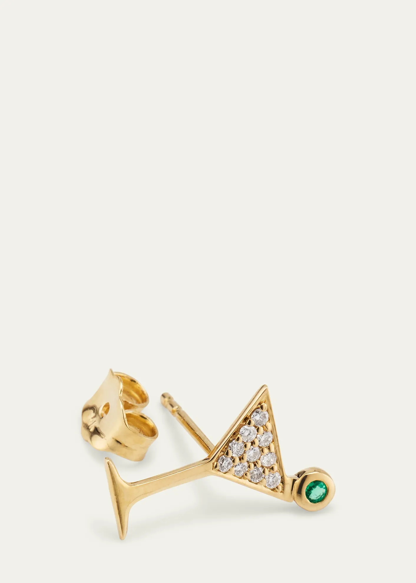Sydney Evan14K Yellow Gold Small Martini Glass Diamond Stud Earrings