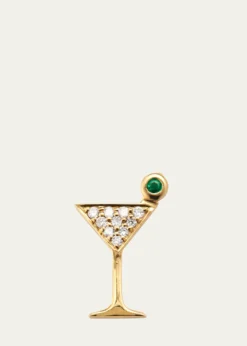 Sydney Evan14K Yellow Gold Small Martini Glass Diamond Stud Earrings