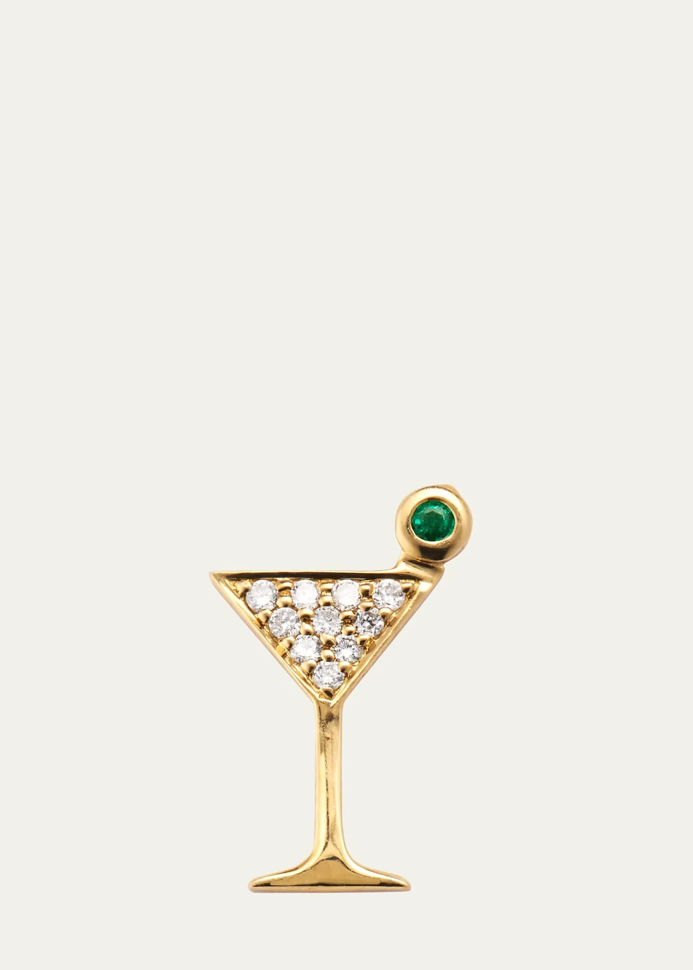 Sydney Evan14K Yellow Gold Small Martini Glass Diamond Stud Earrings