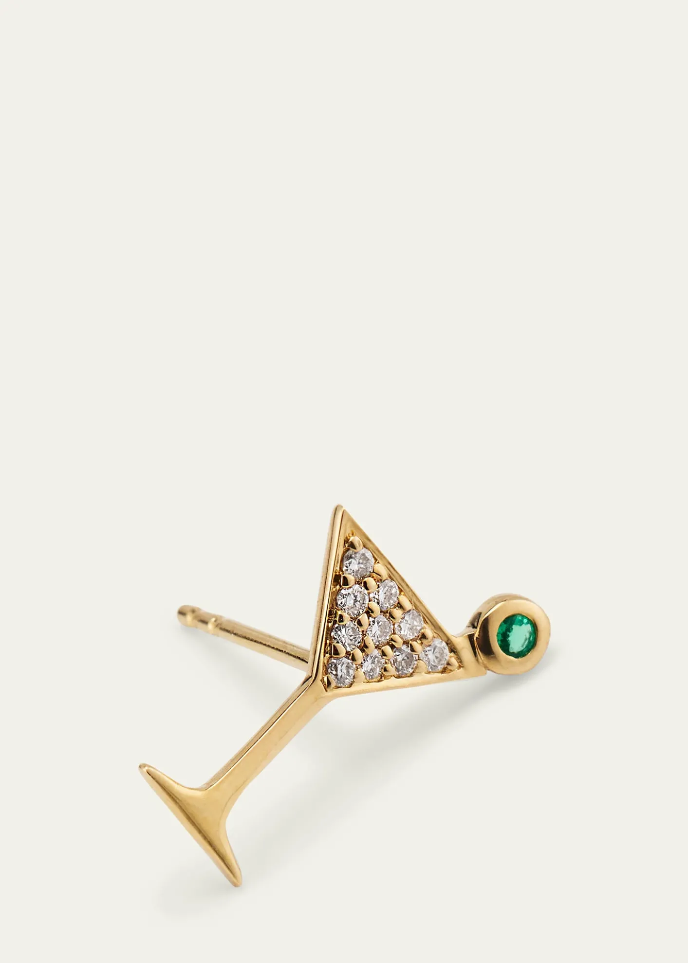 Sydney Evan14K Yellow Gold Small Martini Glass Diamond Stud Earrings