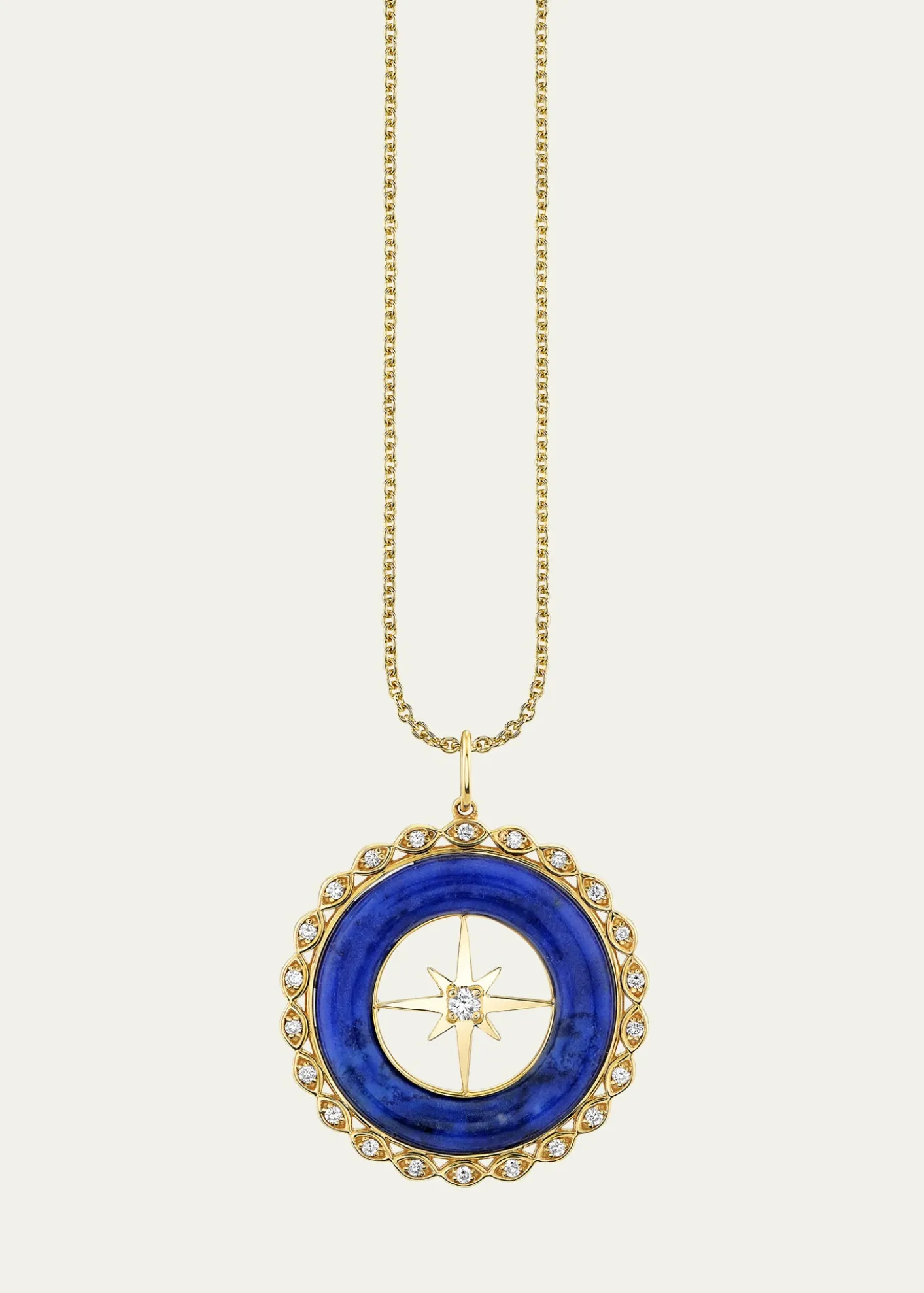 Sydney Evan14K Yellow Gold Starburst Lapis and Diamond Pendant