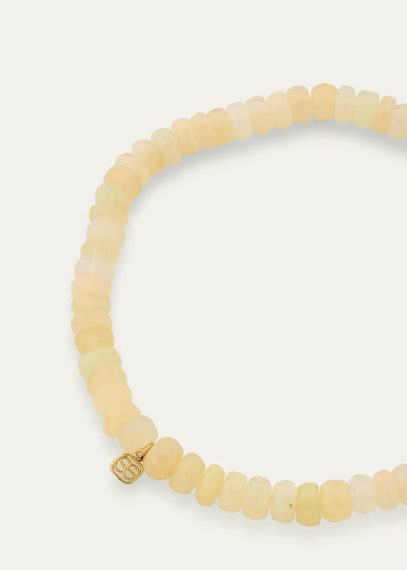Sydney Evan14K Yellow Gold Tiny Elephant Coin Charm on Opal Beaded Bracelet with One Diamond