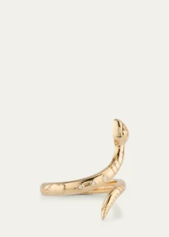 Sydney Evan14K Yellow Gold Wrap Snake Ring with Diamonds, Size 6.5