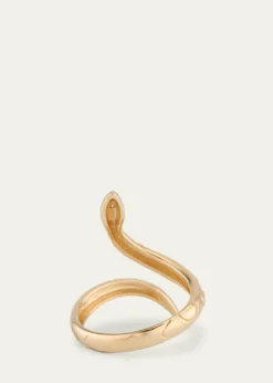 Sydney Evan14K Yellow Gold Wrap Snake Ring with Diamonds, Size 6.5