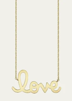 Sydney EvanPure Gold Big Love Script Necklace