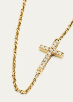 Sydney EvanSmall Gold Pave Diamond Cross Necklace