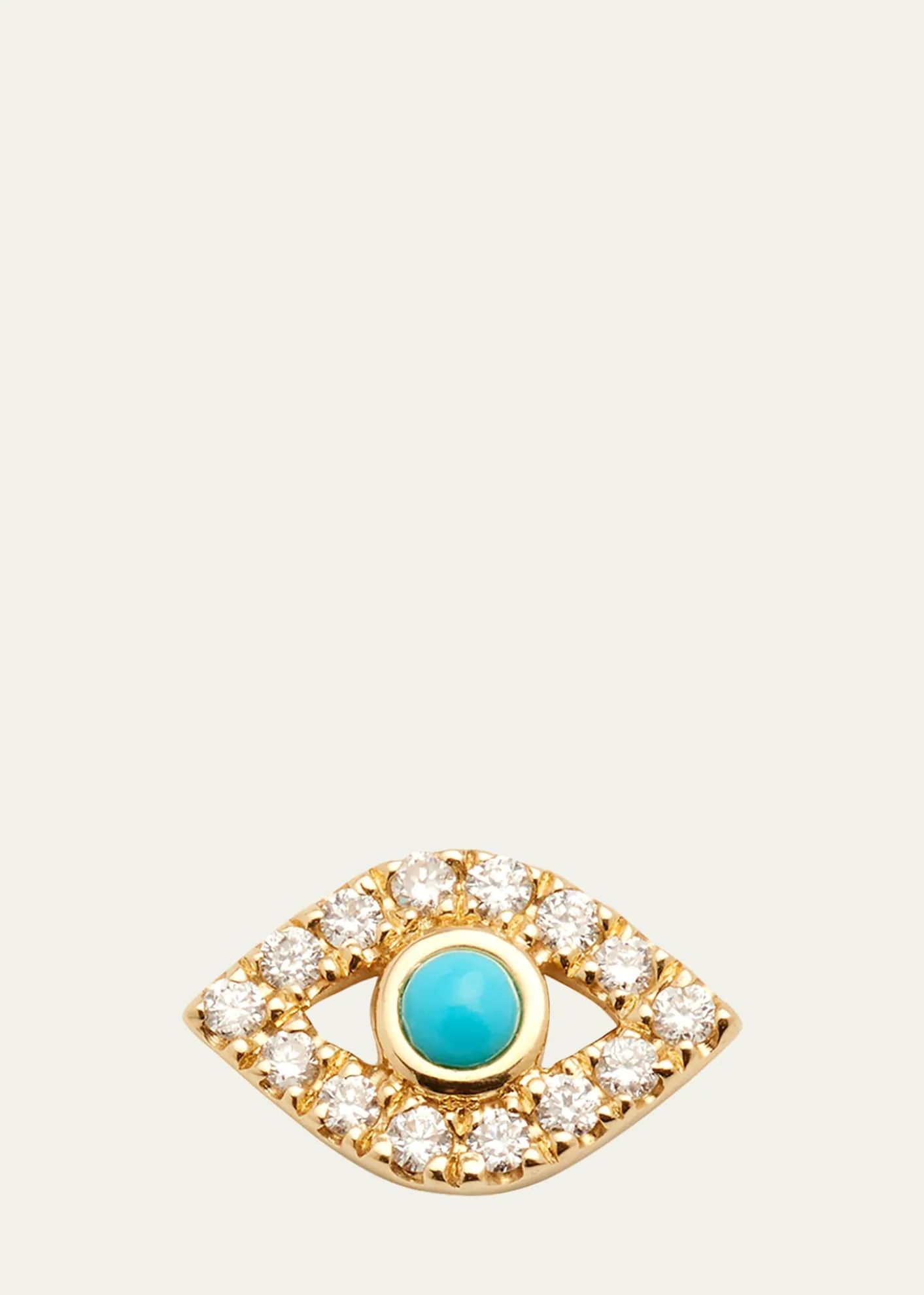 Sydney EvanSmall Turquoise Cabochon & Diamond Evil Eye Single Earring