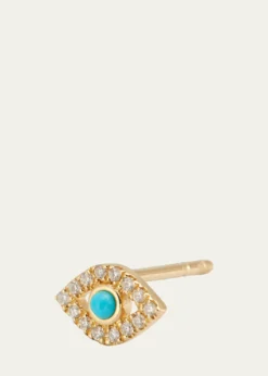 Sydney EvanSmall Turquoise Cabochon & Diamond Evil Eye Single Earring