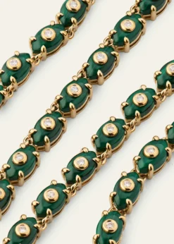 Sydney EvanTiny Carved Malachite Evil Eye Necklace with Diamonds