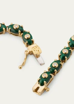 Sydney EvanTiny Carved Malachite Evil Eye Necklace with Diamonds