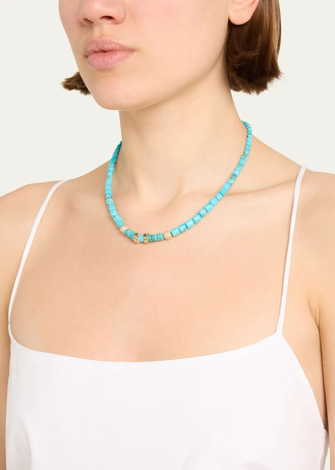 Sydney EvanTurquoise Barrels Rondelle Necklace
