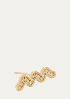 Sydney EvanWavy Bar Ear Climber with Diamonds, Single