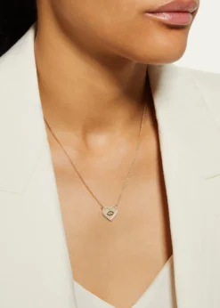 Sydney EvanYellow Gold Small Heart Necklace with Marquise Eye