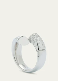 TABAYER18k Fairmined White Gold Large Oera Ring with Diamonds, Size 54