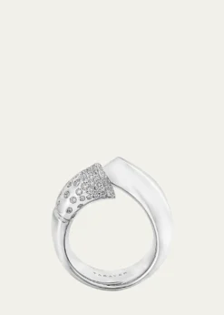 TABAYER18k Fairmined White Gold Large Oera Ring with Diamonds, Size 54