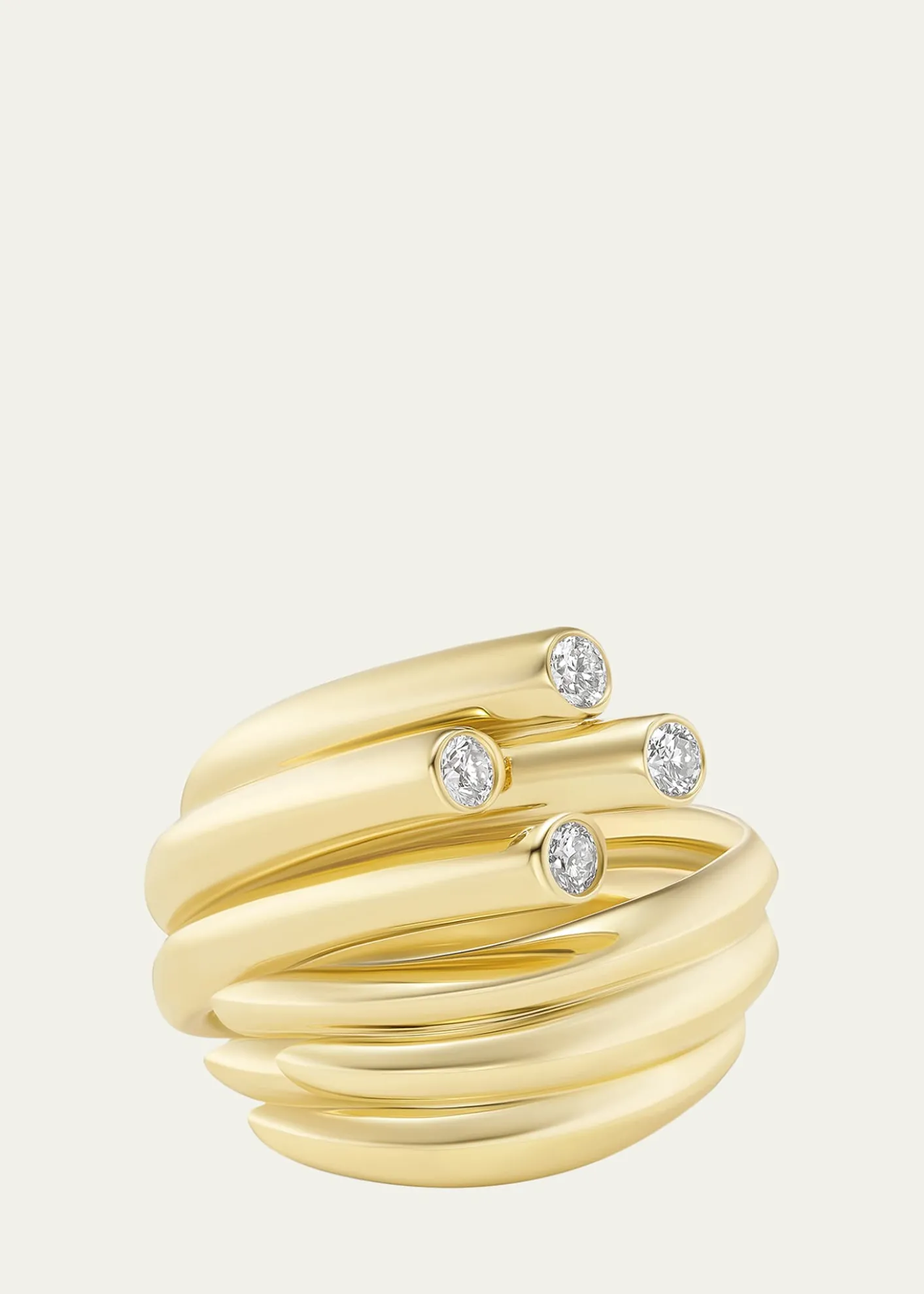 TABAYER18K Yellow and White Gold Diamond Sheaf Ring