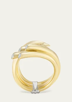 TABAYER18K Yellow and White Gold Diamond Sheaf Ring