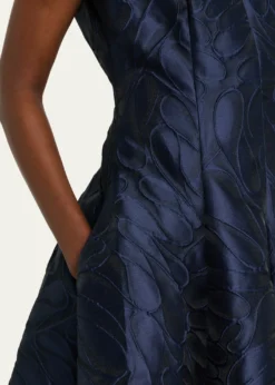 Talbot RunhofCap-Sleeve Abstract-Jacquard Midi Dress